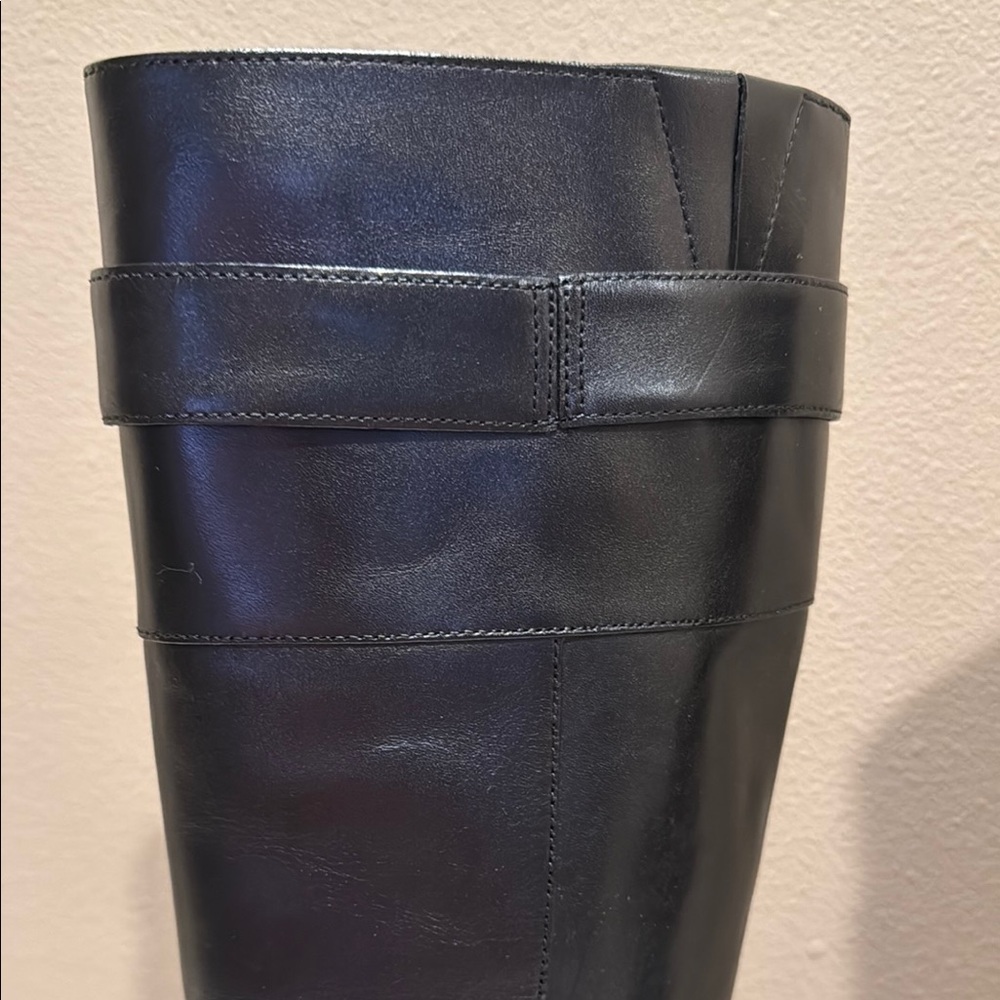 Geox Black Heeled Italian Leather Riding Boots Sleek Design US 8.5 - Picture 12 of 15